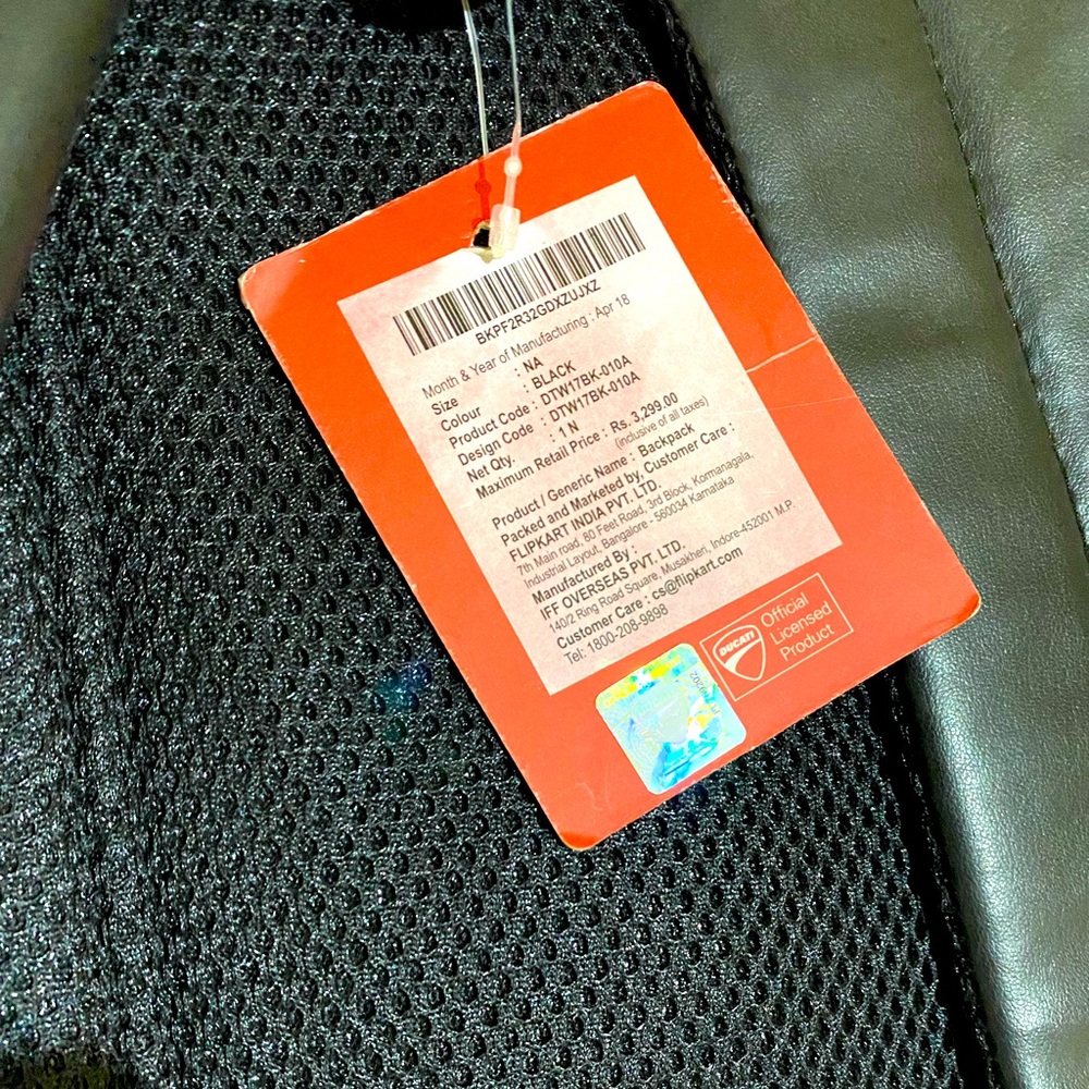 Ducati Black Red Multi Zipper Travel Treking Backpack - Picture 3 of 3